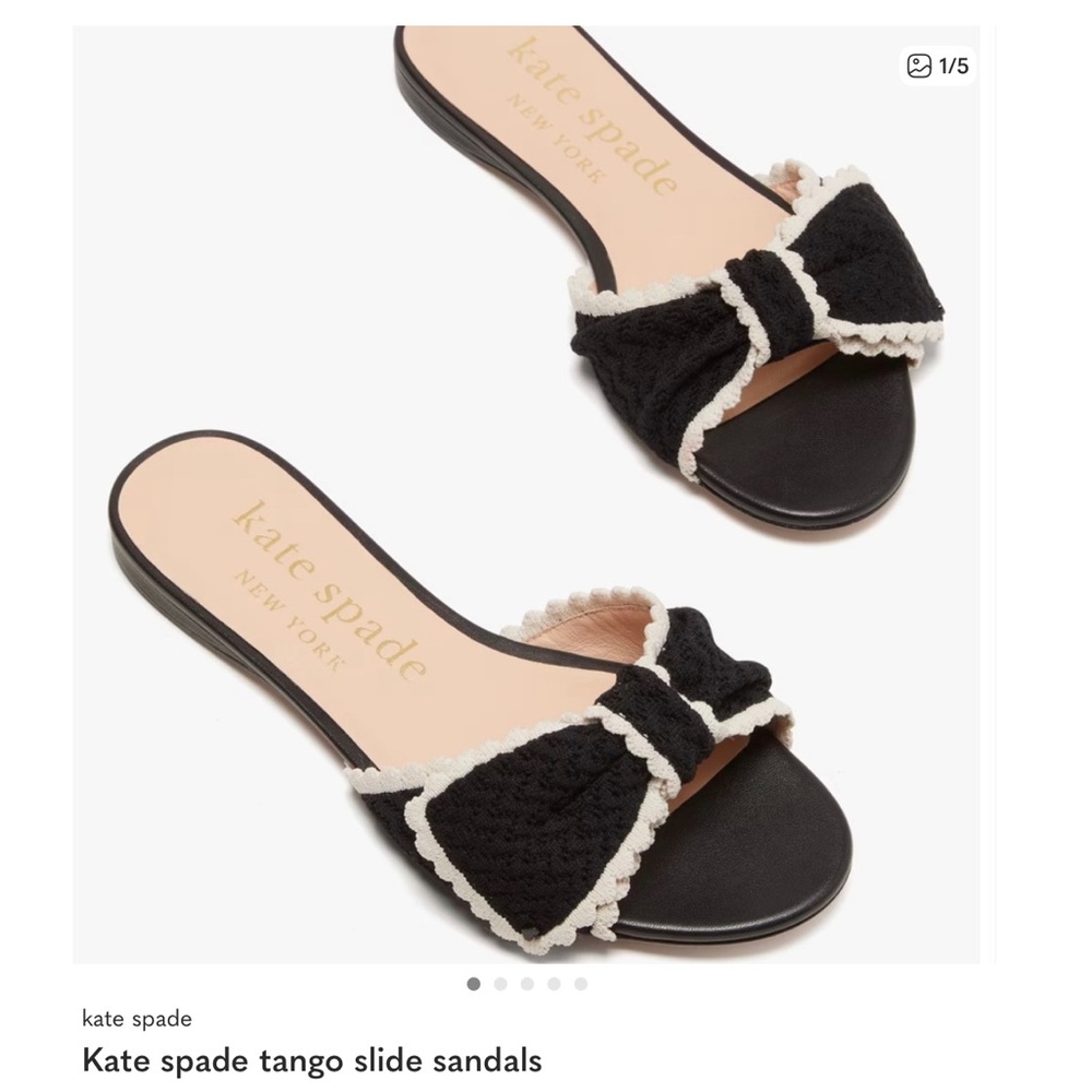 kate Spade Black Bow Tango Slide Sandals sz 7